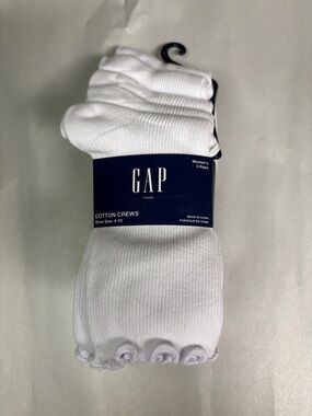New Gap Socks Women’s 5 Pair White Cotton Crew Casual Socks Preppy Activewear